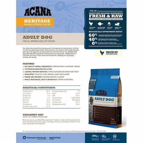 אקאנה Recipe הריטג' כלב בוגר Acana