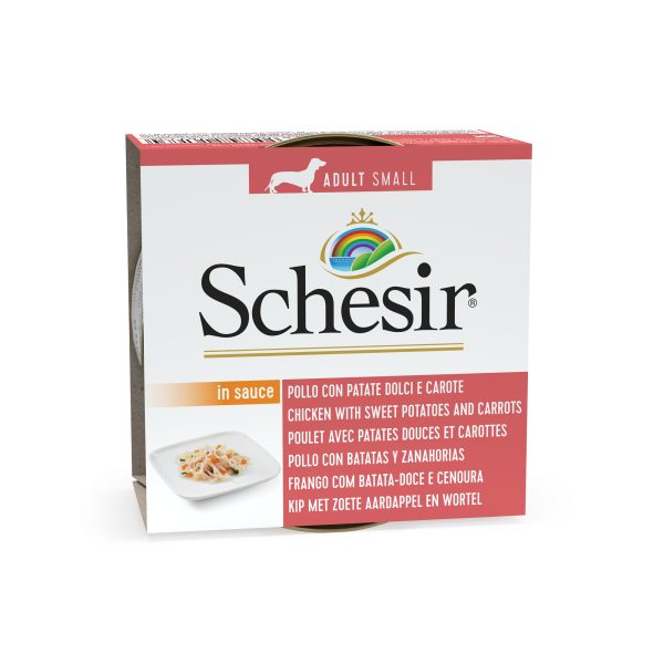 שזיר פאוץ עוף בטטה וגזר לכלב 85 ג Schesir 1 קופסא