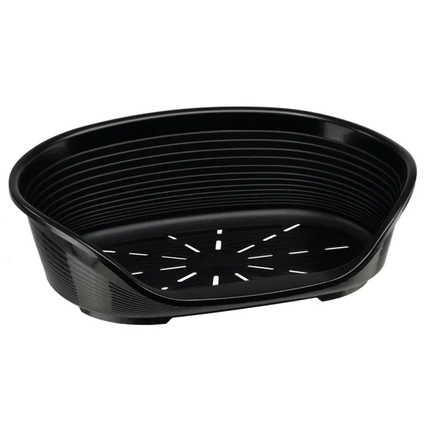 מיטת פלסטיק Ferplast Siesta Deluxe 2 בגודל קטן – בסיס מחורר, שוליים מוגבהים ופתח כניסה קדמי.