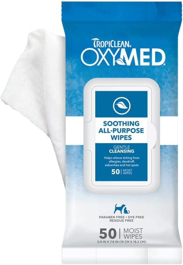 טרופיקלין אוקסימד מגבונים להרגעת העור Tropiclean OxyMed