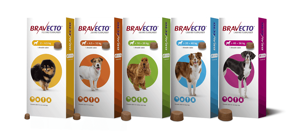 טבליית Bravecto חכמה – הגנה ארוכת טווח לכלבים נגד פרעושים וקרציות, בטעם חלבי, מינון מדויק למשקל הפעיל.