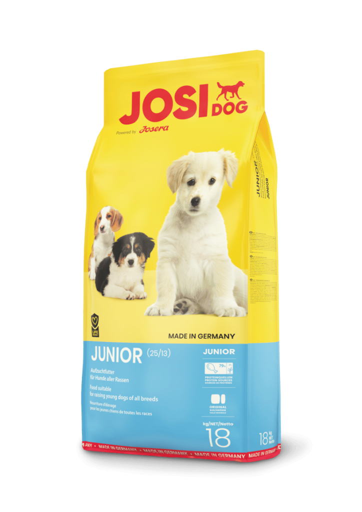 שק מזון יבש לגורי כלבים JosiDog Junior במשקל 18 ק"ג