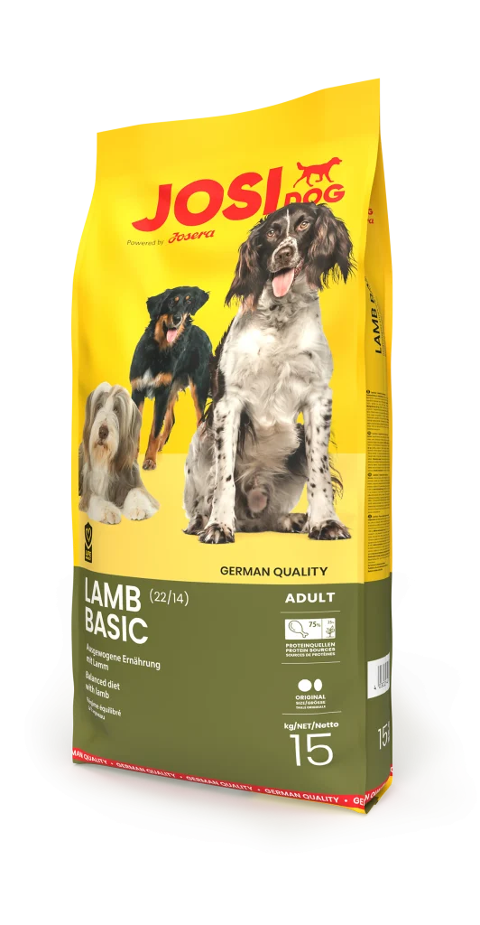שק מזון יבש לכלבים בוגרים JosiDog Lamb Basic – 15 ק"ג