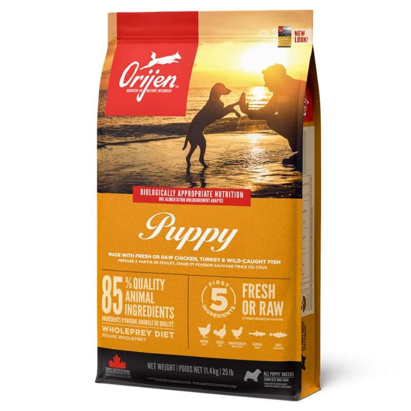 שק מזון יבש לגורי כלבים על בסיס בשר ודגים