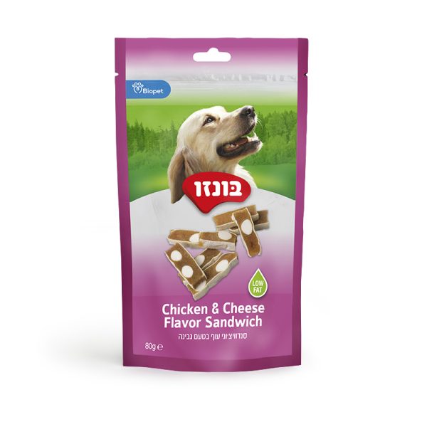 בונזו חטיף סנדוויצ'וני עוף בטעם גבינה 80 ג-Bonzo