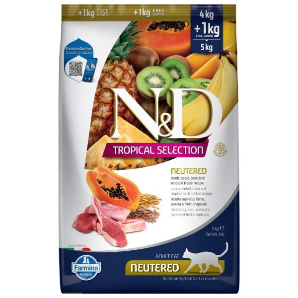 N&D חתול בוגר מסורס (טרופיקל) כבש 5 קג Natural&Delicious