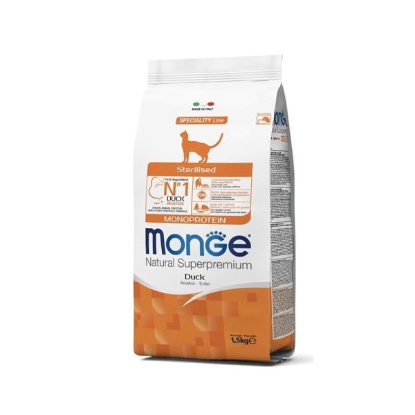 מונג חתול מונו אדלוט סטרילייז ברווז 1.5 קג Monge