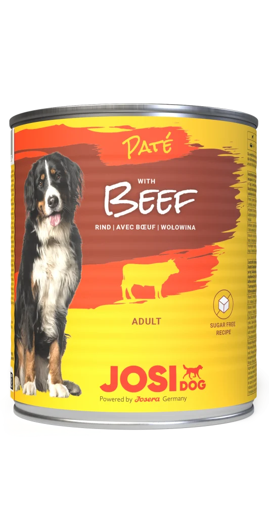 קופסת שימורי מזון רטוב לכלבים JosiDog – בשר צייד / עוף / בקר ברוטב – 415 גרם
