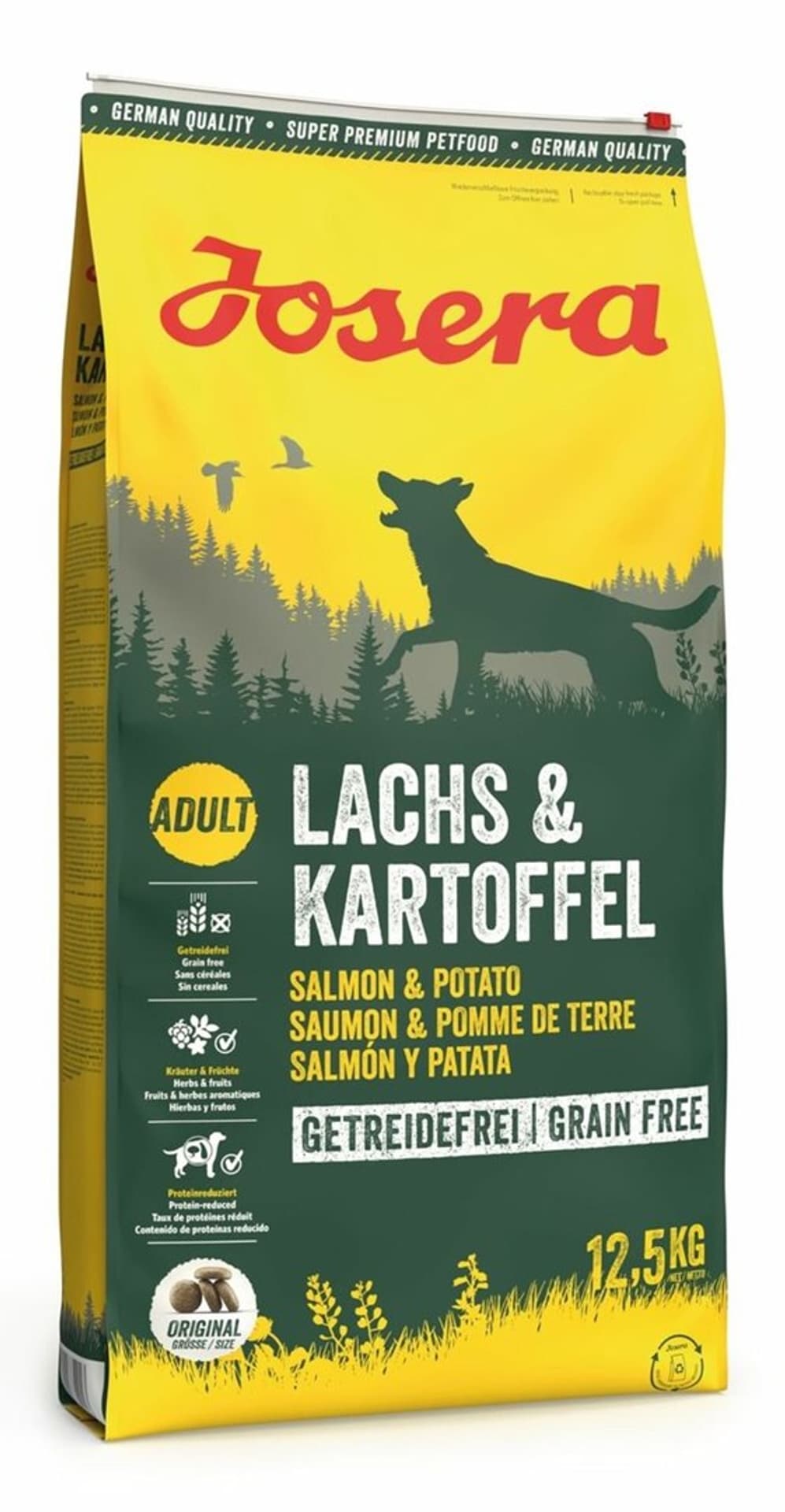 שק מזון יבש לכלבים בוגרים Josera Grain Free – סלמון ותפוחי אדמה – 12.5 ק"ג