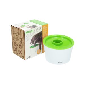 מתקן האכלה אינטראקטיבי לחתולים המעודד אכילה איטית, משחק מנטלי ושיפור הרגלי תזונה.