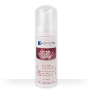 בקבוק מוס טיפולי לעור לכלבים וחתולים.