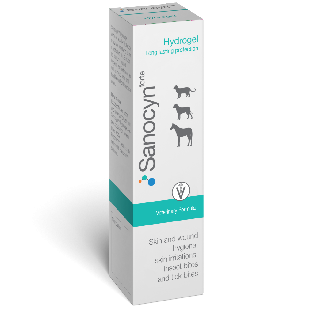 בקבוק תמיסה לחיטוי והיגיינת עור בעלי חיים, לטיפול בפצעים, עור מגורה ועקיצות.