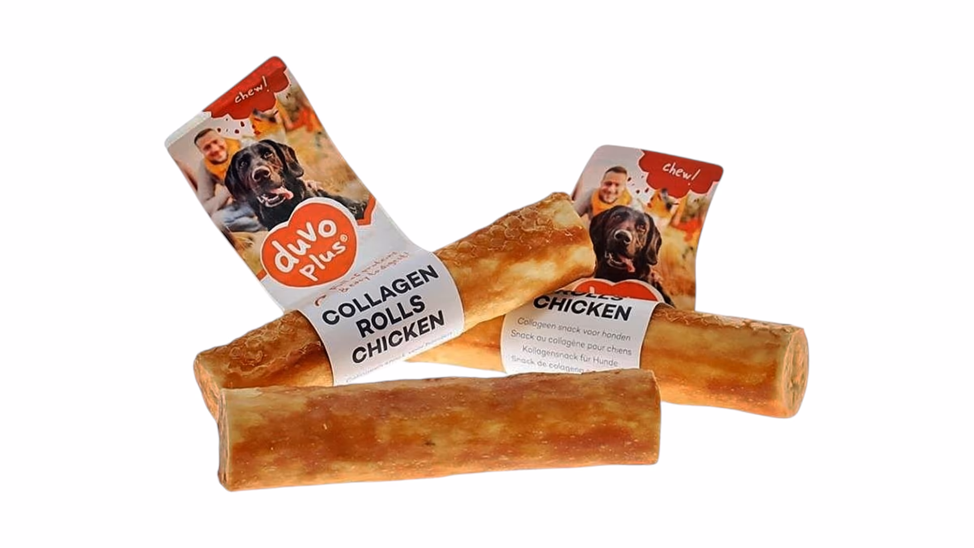 רול קולוגן לעיסה לכלבים בטעם עוף.
