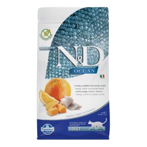 מזון יבש לחתולים עם דגי הרינג ודלעת, תומך בעיכול ובריאות הפרווה