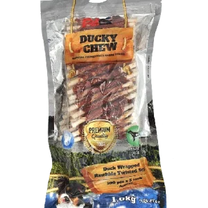 פטקס מקלות בשר ברווז מיובש 1 ק"ג PETEX Ducky Chew Duck Wrapped Rawhide Twisted Sticks